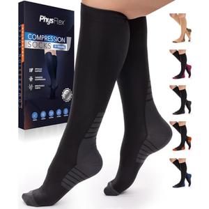 Compression Socks for Women & Men (20-30 mmHg) Support for Travel, Nurses, Pregnancy, Shin Splints, Sports and Everyday Wear, Black, Size S/M