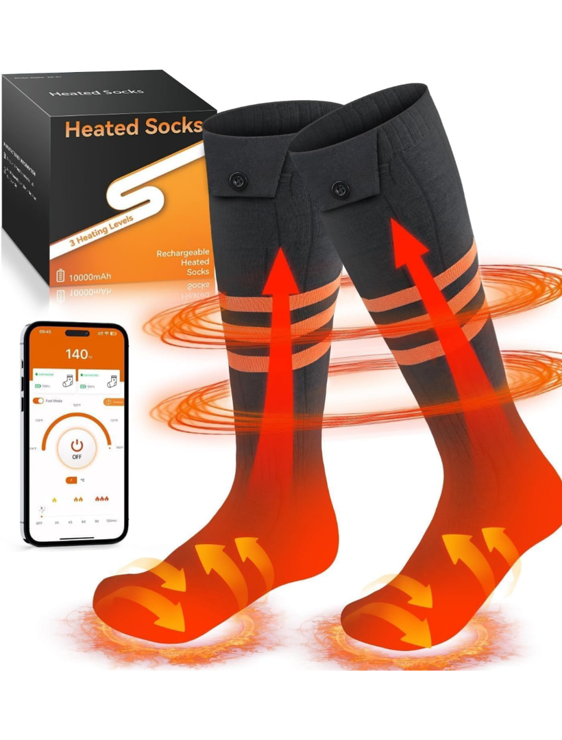 Heated Socks, APP Control Electric Heated Socks for Men Women, Rechargeable Battery Powered Heating Socks, Washable Thermal Socks Foot Warmer for Winter Hunting Skiing Hiking Camping