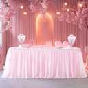 Pink Tablecloth for 6 Foot Rectangle Tables, Pink Tulle Table Skirt for Baby Shower Ruffle Tutu Table Cloths Skirt Stretch Fitted Table Covers for Wedding Girl's Birthday Princess Themed Parties, 72" x 30"