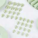 32Pcs Green Press on Nails Chrome Fake Nails Short Oval False Nail Solid Color Glossy Full Cover Reusable Artificial Stick on Nail for Women Manicure Kit