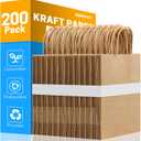 BURVAGY 200Pcs Small Kraft Paper Gift Bags with Handles 5.25x3.25x8.25 Inches Bulk Grocery Retail Party Favor Shopping Bags (Brown)
