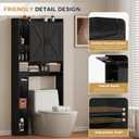 Over the Toilet Storage Cabinet, 31.1W Bathroom Organizer with Double Doors, Above Toilet Rack, Detachable Toilet Paper Holder for Bathroom & Laundry Room Black, 31in