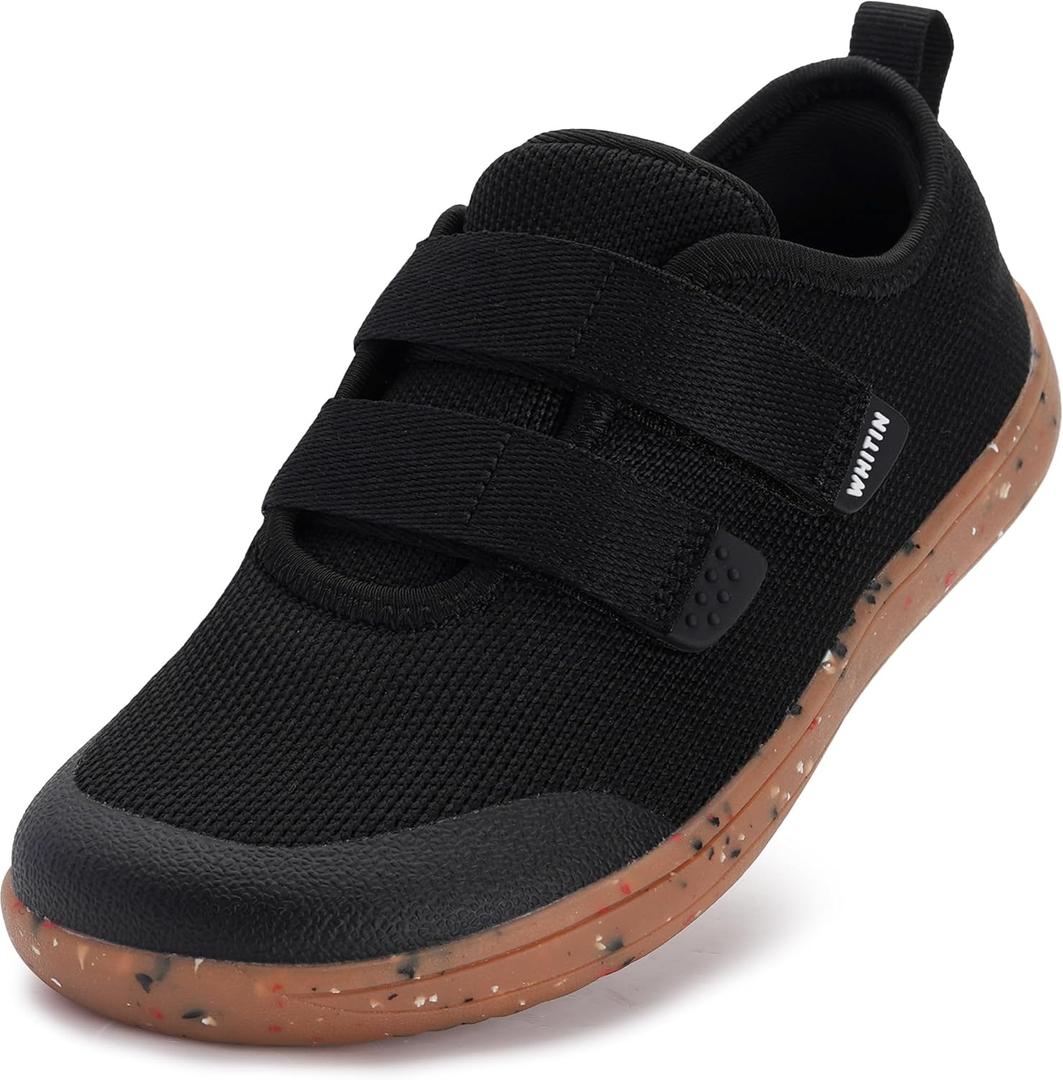 WHITIN Barefoot Shoes for Toddler Wide Toe Box Boys Girl Black Gum 8 | Foot-Shaped, Improved Balance, Lightweight Comfort, Ground-Feel for Casual Walking, Daily Adventures, Size: 8 Wide Toddler