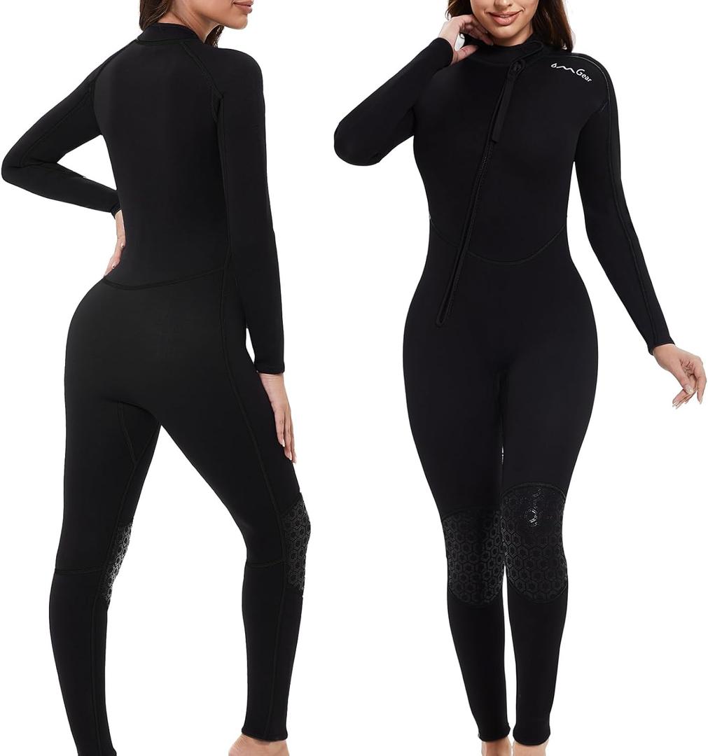 OMGear Wetsuit Men Women 3mm Neoprene Full Body UV Protection One Piece Long Sleeves Scuba Diving Suits Back Zipper Swimsuit for Scuba Diving Surf Snorkeling Swimming (X-Large)