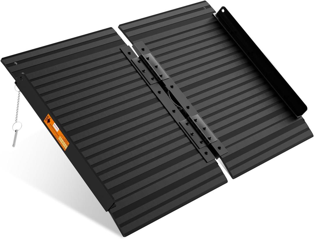 Black Aluminum Ramp 2FT, With Non-Slip Surface Wheelchair Ramp, Folding Portable Wheelchair Ramps for Home Steps, Scooter Ramp for Car, Stairs, Doorways, Curbs, 800 LBS Weight Capacity, 28.3" W x 24''L (2FT(Using height 2-6''))