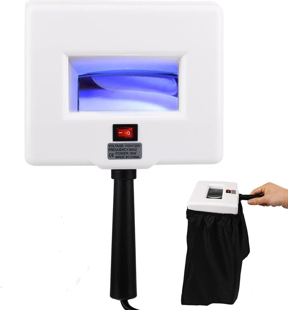 Woods Lamp Analyzer, Portable Detection Light with Black Shade Cloth, 3x Magnification, Human, Cat, Dog Care LB226