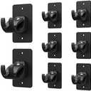 6 Pieces Self Adhesive Curtain Rod Bracket, Universal Plastic Curtain Rod Holders, No Drill Curtain Rod Brackets Curtain Rod Hooks for Bathroom, Bedroom, Livingroom, Kitchen (Black)
