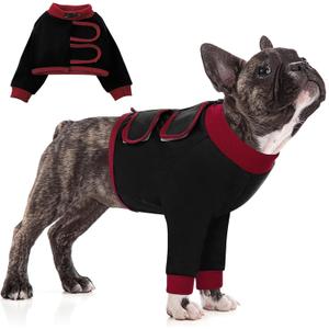 KOESON Dog Recovery Sleeve for Front Legs, Soft Pet Recovery Suit After Surgery, Adjustable Dog Leg Elbow Protector, Pet Wound Care Shirt to Stop Licking, E-Collar Cone Alternative, Black M