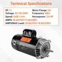 Upgraded 2 HP UST1202 Swimming Pool Pump Motor Fit for Hayward Super Super II Max Flow Max-Flow pumps Northstar Jacuzzi Magnum Pump, 115/230 V Pool Pump Motor - 2.0 HP