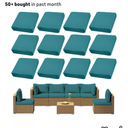 12Pcs Outdoor Cushion Covers, Patio Cushion Covers,Stretch Elastic Slipcovers, Replacement Washable & Reusable Furniture Protector for Patio Couch (Peacock Blue,Cover Only)