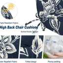 Outdoor High Back Chair Cushions Set of 2, Water-Resistant Chair Cushions for Patio Home Garden, Replacement Rocking Chair Cushion with tie 22" W x 20" D, Elegant Vines Navy, 44"x22"x4"