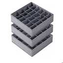 Criusia 3 Pack Sock Underwear Drawer Organizer Dividers, 64 Cell Fabric Foldable Dresser Organizer for Closet Organizers and Storage Boxes for Organizing Socks, Underwear, Ties (16+24+24 Cell, Gray)