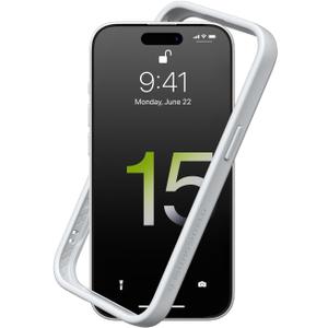 RhinoShield Bumper Case Compatible with [iPhone 15 Plus] | CrashGuard - Shock Absorbent Slim Design Protective Cover 3.5M / 11ft Drop Protection - Platinum Gray