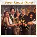 12 Pcs Prom King Queen Crowns Set with Sashes Prom Court Crown Tiara Sash for 2025 Graduation Party Cosplay (Black)