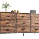 Huuger 9 Drawer Dresser, 47 Inch Dresser TV Stand for 50, 55 Inch TV, Entertainment Center with Drawers, for Bedroom, Closet, Rustic Brown