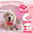 Talltalk 24 Pcs Valentines Day Dog Collars Puppy Gift Adjustable Heart Shaped Dog Collars Bowties PU Leather Cat Bow Tie Gift for Pets Owner Valentines Party Dress up Accessories