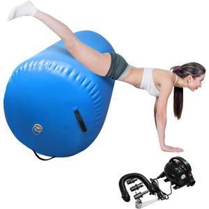 BYBAG Air Barrel Back Roller Inflatable Tumbling Mat with Electric Pump, Tumble Track Gymnastic Equipment Exercise Mats for Home Use, Gym Training, Cheer leading, Yoga(BLUE, 60CM*100CM)