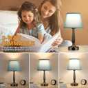 Touch Bedside Lamp for Bedroom with USB C Port, Small Touch Table Lamp with 2 USB Charging Ports, 3 Way Dimmable Nightstand Lamp for Living Room and Office - Turquoise Blue (LED Bulb Included)
