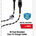 ZGear 10 Foot Braided Sync & Charge Cable - White/Black