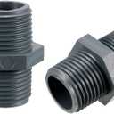 uxcell Pipe Fittings Connector G1/2 X G1/2 Male Thread Adapter Plastic Hex Nipple 5pcs