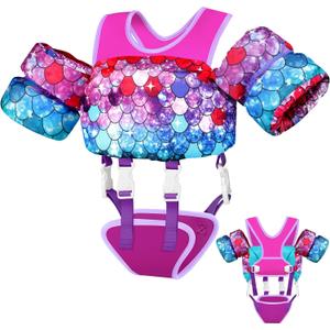Vvinca Toddler Swim Vest 22-66 lbs, Swim Trainer for Boys Girls with Anti-Chafe Crotch Strap, Floaties for Kids 2-6 Years Old
