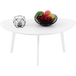 FIRMINANA Small White Oval Coffee Table for Small Space,Simple Modern Table for Apartment or Livingroom Corner,White,18.9" D x 33.47" W x 15.75" H