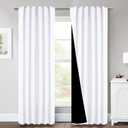 NICETOWN Full Shading Curtains, Super Heavy-duty Black Lined Blackout Drapes with Rod Pocket & Back Tab for Bedroom, Privacy Assured Window Treatment (Pure White, Pack of 2, 52 inches W x 95 inches L)