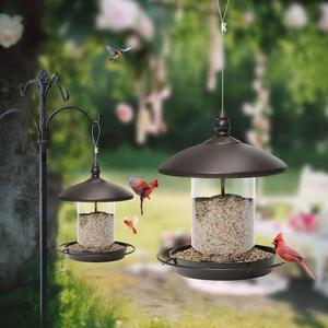 Pack of 2 Bird Feeder for Outdoor Hanging. Brown Top
