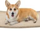 Veehoo Elevated Raised Dog Cot Beds, Curved Outdoor Dog Bed Elevated Dog Bed Off Ground Lifted Hammock Indoor Pet Bed with Breathable Teslin Mesh for Indoor Outdoor, up to 100lbs, Beige 32"