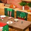 6 Pcs Christmas Back Chair Cover Elf Hat Leg and Cute Elf Felt Chair Back Covers for Xmas Banquet Home Kitchen Dining Room Decor Christmas Dining Chair Slipcovers (Fresh)