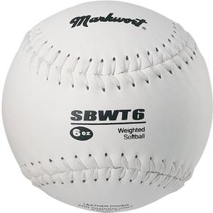 Markwort Weighted 12-Inch Softball-Leather Cover, White, 6 Oz