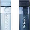 LifeStraw Go Series  BPA-Free Water Filter Bottle for Travel and Everyday use removes Bacteria, parasites and microplastics, Improves Taste, 22oz 2-Pack; Icelandic Blue and Aegean Sea