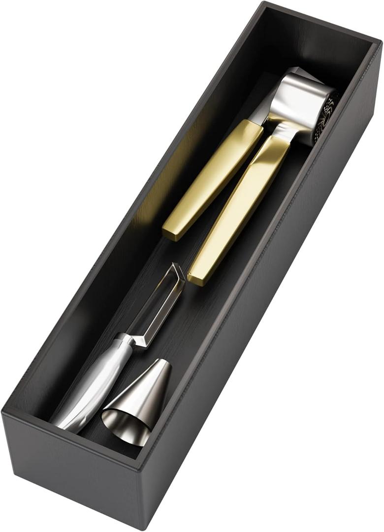 Black Bamboo Drawer Organizer - Silverware&Utensil Holder Organizer for Kitchen Drawers, Multi-Use Drawer Dividers Boxes for Bathroom CounterCabinet, Garage, Office Desk, Makeup, Jewelry (12"x3"x2.5")