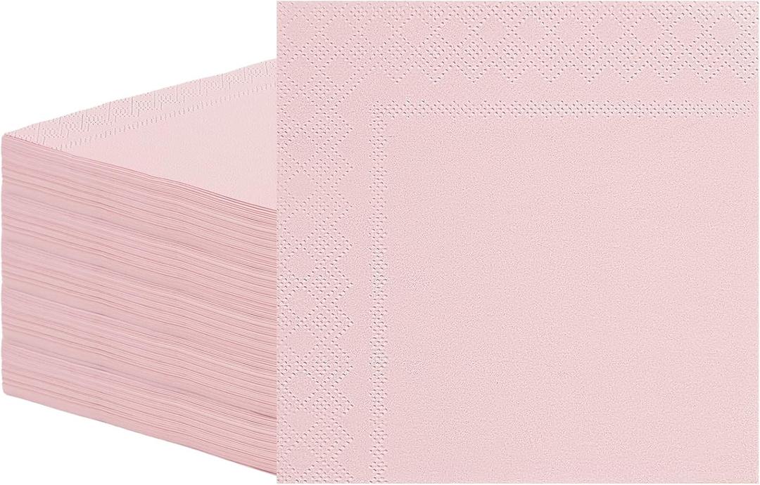 50 Pcs Cocktail Napkins Pink Napkins 6.5 x 6.5 Inch Disposable Disposable Beverage Party Napkins for Christmas Birthday Wedding Baby Shower