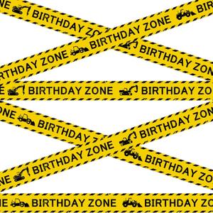 Nuanchu 2 Rolls 3'' x 98 Feet Birthday Zone Construction Party Tape Decorations Construction Birthday Party Supplies Favors for Kids Classroom Room Decor(No Stickiness)