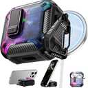 RFUNGUANGO Compatible with AirPods 4 Case, Magnetic Automatic Lock with Phone Holder & Cleaning Kit, Compatible with Magsafe, Back Magnetic Charging, Starry Sky