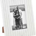 Mud Pie 5X7 White Stripe Marble Frame; 10 3/4" x 8 3/4"