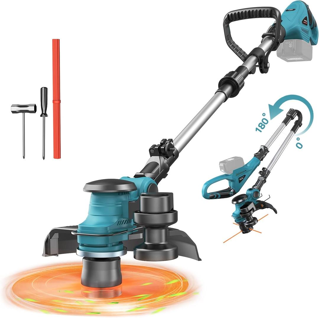 Cordless String Trimmer Compatible with Makita 18V (Tool Only), MtiolHig 3 in 1 Weed Eater with Brushless Motor & Battery Level Display, Electric Weed Wacker/Edger Trimmer for Yard, w/ 18 Line, Blue