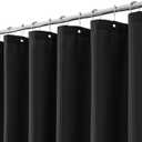 meioro Black Shower Curtain, Waffle Weave 256GSM Heavy Duty Textured Fabric Shower Curtains for Bathroom Hotel Spa, Luxury Weighted Polyester Cloth Bath Curtain Set with 12 Hooks, 60Wx72H