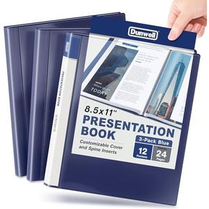 Dunwell Presentation Binder 12-Pocket, Displays 24 Pages, 8.5x11 Portfolio Binder with Plastic Sleeves, Storage and Organizer for Documents, Certificates, Projects, Photos (2 Pack, Blue)