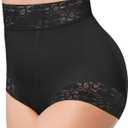 SHAPELLX Shapewear for Women Tummy Control Short Faja Body Shaper Compression Panties Mid Waisted Briefs Lace Underwear (Small, Black)