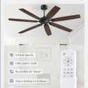 62 Inch Ceiling Fan No Light with Remote Control, Black Ceiling Fans Without Light With 6-Speeds Quiet Reversible DC Motor, Indoor/Outdoor Ceiling Fan with Dual Finish 7 Blades for Patio Living Room
