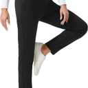 HOTSUIT Fleece Lined Winter Work Pants Thermal Travel Pants High Waisted Golf Hiking Pockets (Black, L)