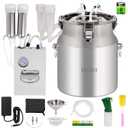 8L Cow/Goat Two-in-One Rechargeable Electric Milker, Goat Milker Machine, Cow Milking Machine, The Latest Pulsation Vacuum Pump with Pressure Gauge, 304 Stainless Steel Bucket (Rechargeable)