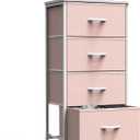 Sweetcrispy Nightstand Small Bedroom Dresser with 4 Fabric Drawers,Bed Side Furniture End Table,Wooden Top Cabinet Night Stand Dresser for Closet,Entryway,Dorm,Pink