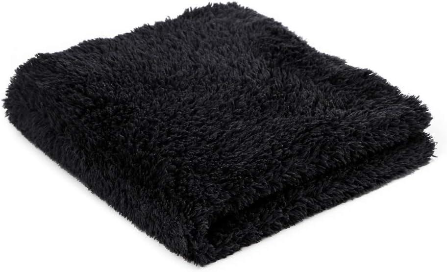 SGCB 16" x 16" Edgeless Microfiber Towels for Cars, 450GSM Dual-Pile 8mm Ultra Thick Plush Car Drying Towel Premium Soft Lint & Scratch Free Super Absorbent Auto Detailing Towel Cloth, Black