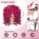 INXUGAO 2 pcs Artificial Faux Bougainvillea Flowers Plants for Outdoor Outside Summer Decoration, Fake Silk UV Resistant Long Trailing Vines for Front Door Porch Planter Balcony (Rose Deep Lotus)