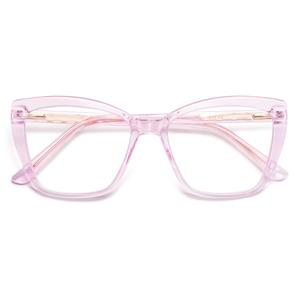 AMOMOMA Trendy TR90 Oversized Blue Light Reading Glasses Women,Stylish Square Cat Eye Glasses AM6031 Crystal Purple 2.5 x