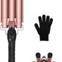 Hair Crimper Hair Waver, Triple Barrel Ceramic, Beginner-Friendly, 2 Temps 320F/410F, Dual Voltage 100-240V, Rose Gold (2 Heat Settings)