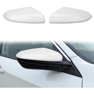 1 Pair White Side Mirror Cover Cap Housing Replace for 2016-2021 Honda 10th gen Civic and 2019-2021 Honda Insight, Driver and Passenger Direct Replacement Mirror Covers